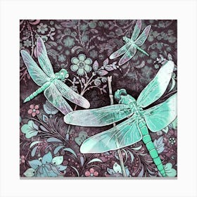 Dragonflies Teal Canvas Print