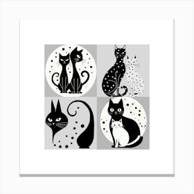 Black And White Cats Canvas Print