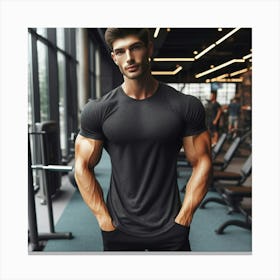 Muscular Man In Gym 2 Canvas Print