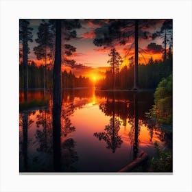 Sunset In The Forest 2 Canvas Print