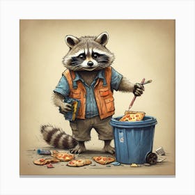 Raccoon Pizza Canvas Print