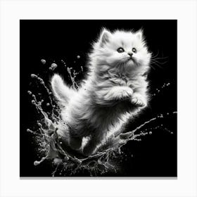 Cat Splashing Water Canvas Print