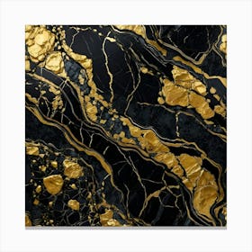 Gold And Black Marble Texture Canvas Print