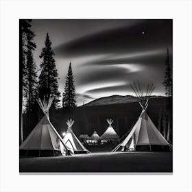 Teepees At Night 21 Canvas Print