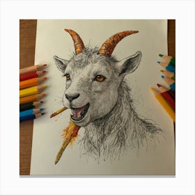 Goat With Horns 6 Canvas Print