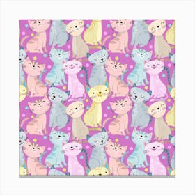 Cute Kittens On A Pink Background Canvas Print