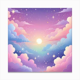 Sky With Twinkling Stars In Pastel Colors Square Composition 261 Canvas Print