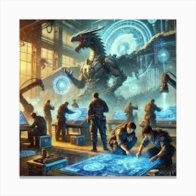 A Dynamic Scene Showing The Engineers And Technici Canvas Print