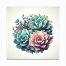 Succulents In A Circle Canvas Print