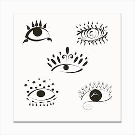 Boho Eyes Are Black And White Canvas Print