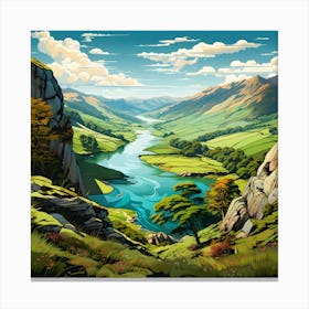 isometric illustration Of The Lake District Canvas Print
