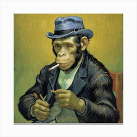 Monkey Smoking A Cigarette Canvas Print