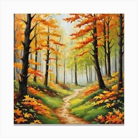 Forest In Autumn In Minimalist Style Square Composition 258 Canvas Print