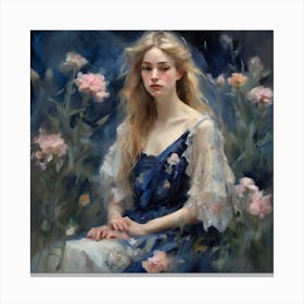 Girl With Flowers 9 Canvas Print