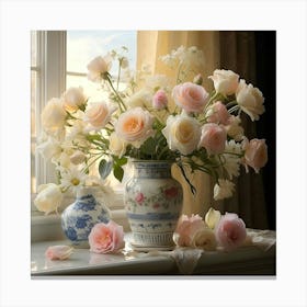 Roses In A Vase Canvas Print