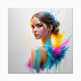 Colorful Girl With Wings Canvas Print