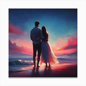 Couple At The Beach 1 Canvas Print
