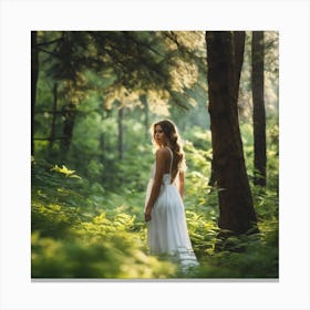 Beautiful Woman In The Forest 15 Canvas Print