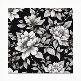 Black And White Peony Canvas Print