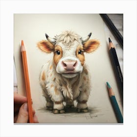 Cute Cow Drawing 2 Canvas Print