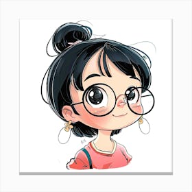 Girl With Glasses Canvas Print