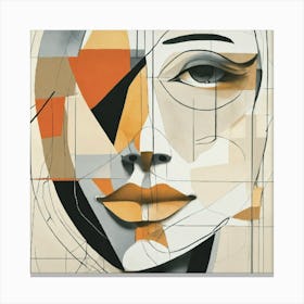 Beautiful Calm Woman Face Line Drawing  Canvas Print