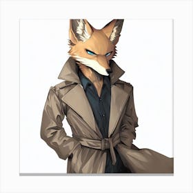 Tan trech coat fox Canvas Print