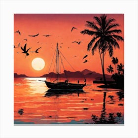 Sunset At The Beach Canvas Print