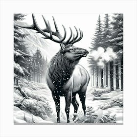 Line Art elk 1 Canvas Print