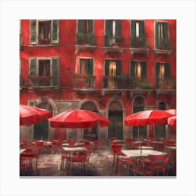 Red Umbrellas In Italy Canvas Print