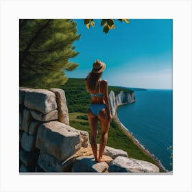 Woman Looking At The Sea Canvas Print