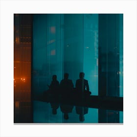 Silhouettes Of People At Night Canvas Print