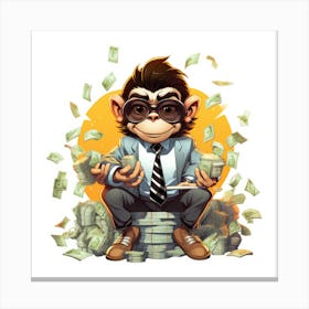Monkey With Money Canvas Print