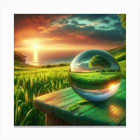 Glass Ball In The Field Canvas Print