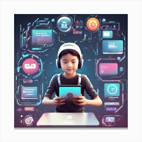 Child Using A Tablet Computer Canvas Print