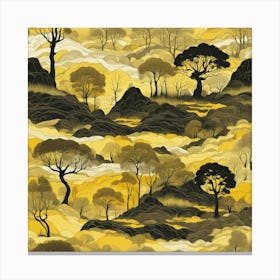 landscape in yellow and black Canvas Print