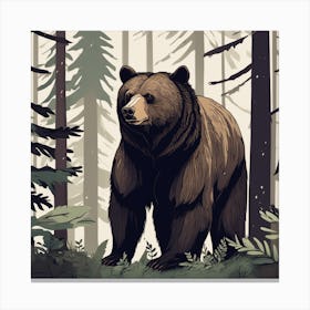 Grizzly Bear In The Forest Canvas Print