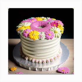 Donut Cake With Flowers Canvas Print