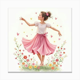 Dance In Watercolor With Vibrant Spring Flowers 1 Canvas Print