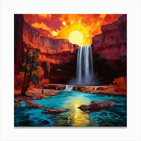 Sunset At The Falls 2 Canvas Print