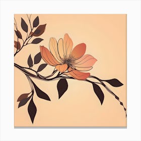 Branch With Brown & Orange Flower Canvas Print
