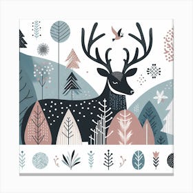 Scandinavian style, Deer 3 Canvas Print