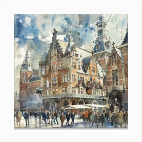 Amsterdam Central Station: Series. Water Colour 1 Canvas Print