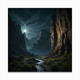 Night In The Canyon Canvas Print