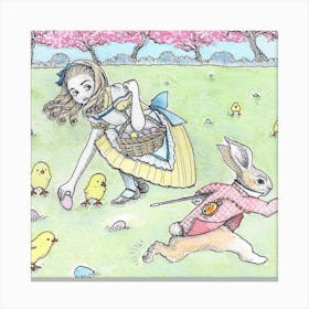 Alice In Easterland Square Canvas Print