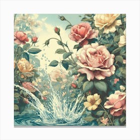 Roses In The Water 1 Canvas Print