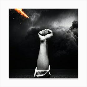 A Clenched Fist Raised In A Striking Gesture Of Protest Embodying Both The Power And Aggression Of (1) 2 Canvas Print