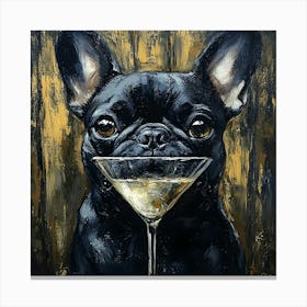 Frenchie With Martini 3 Canvas Print