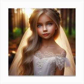 Little Girl In A Wedding Dress Canvas Print