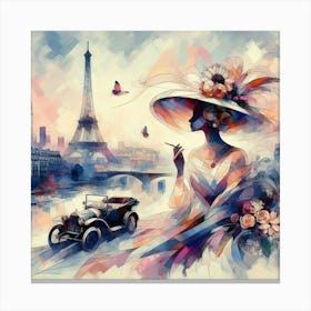 Abstract Art French woman in Paris 7 Canvas Print